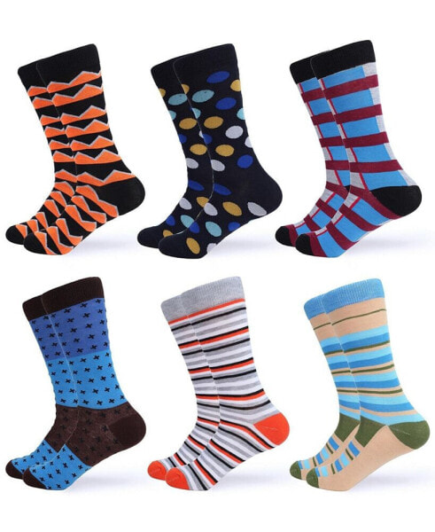 Men's Casual Colorful Dress Socks 6 Pack