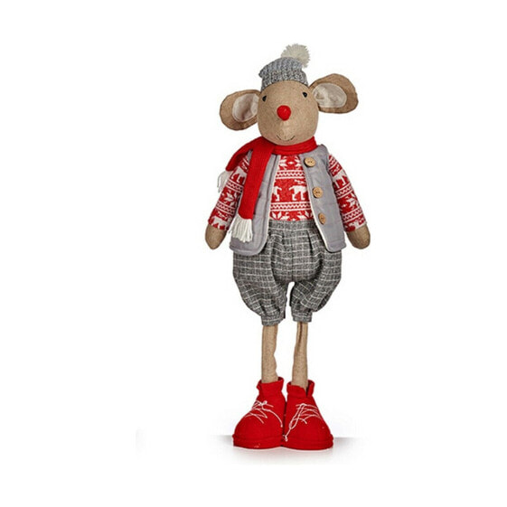 Decorative Figure Mouse Christmas 71 cm Red Grey White Cream