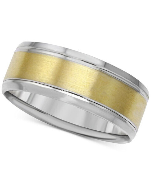 Men's Textured & Smooth Band in 14k Two-Tone Gold