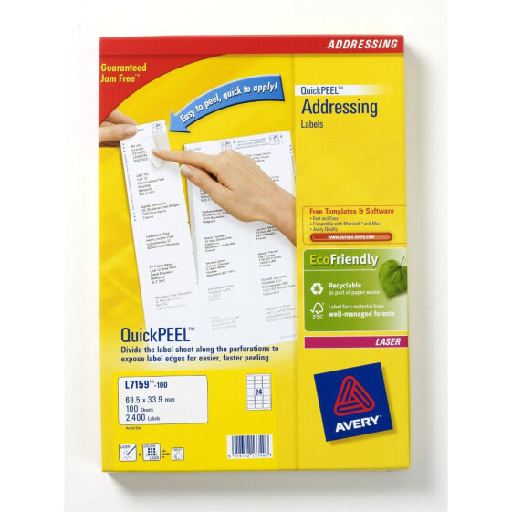 Avery Zweckform L7159-100 - White - Rectangle - Permanent - DIN A4 - Envelope - Paper