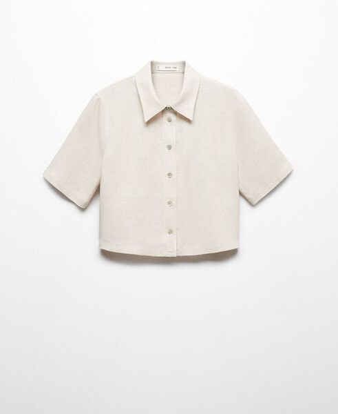 Women's Linen-Blend Short-Sleeve Shirt