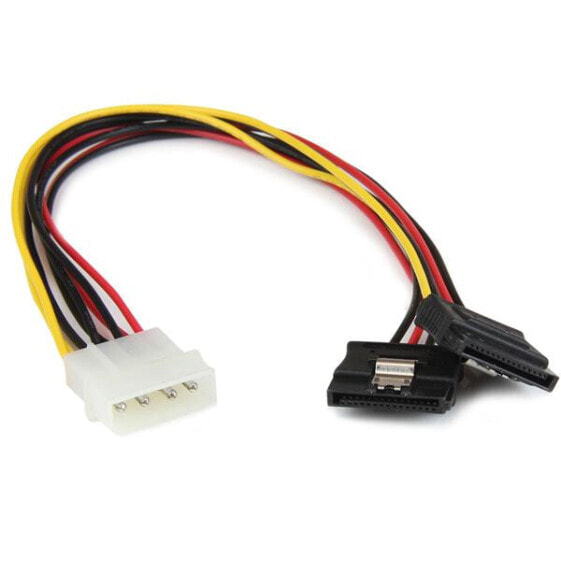 StarTech.com 12in LP4 to 2x Latching SATA Power Y Cable Splitter Adapter - 4 Pin LP4 to Dual SATA - 0.304 m - Molex (4-pin) - 2 x SATA 15-pin - Male - Female - Straight