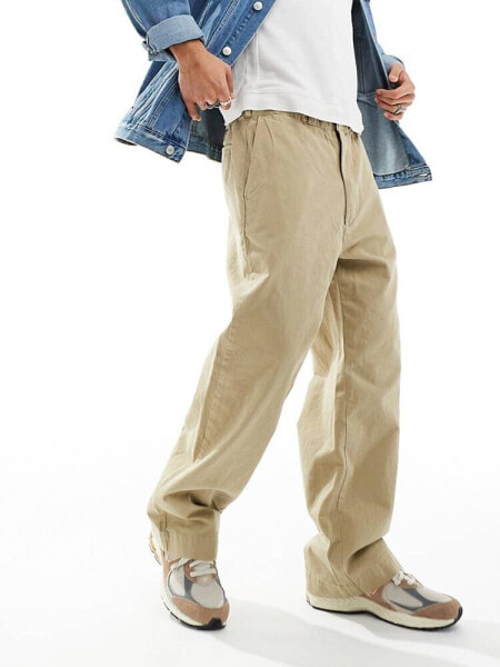 Polo Ralph Lauren Sport Capsule flat front baggy twill chinos in khaki tan