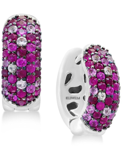 Splash by EFFY® Ruby (1-3/8 ct. t.w.) & Pink Sapphire (3/4 ct. t.w.) Hoop Earrings in Sterling Silver