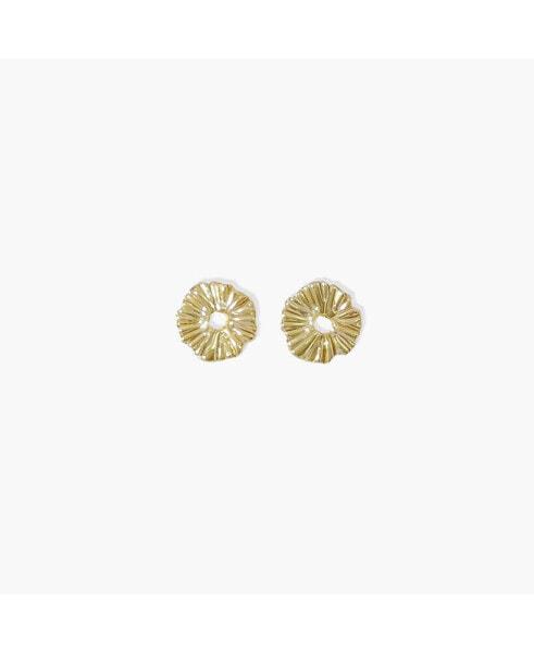 Dainty Textured Circle Studs Gold