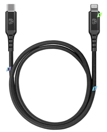 DEQSTER Ladekabel Lightning auf USB-C"Schwarz USB-A auf Lightning 1m