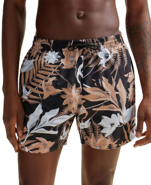 Men's Tropical-Print Quick-Drying Swim Shorts