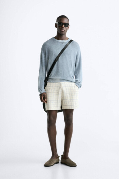 Check print knit bermuda shorts