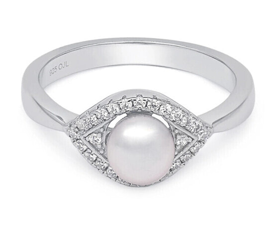 Charming silver ring with real pearl ML05671L