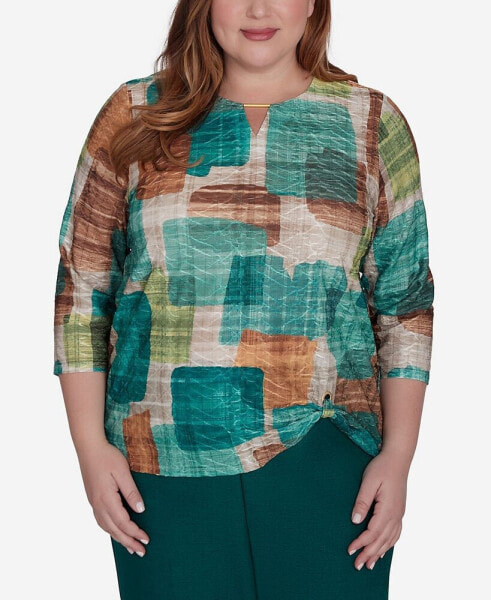 Plus Size Emerald Isle Women's Colorblock Texture Top