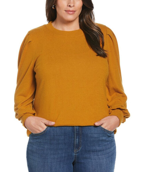 Plus Size Pleat Long Sleeve Knit Top