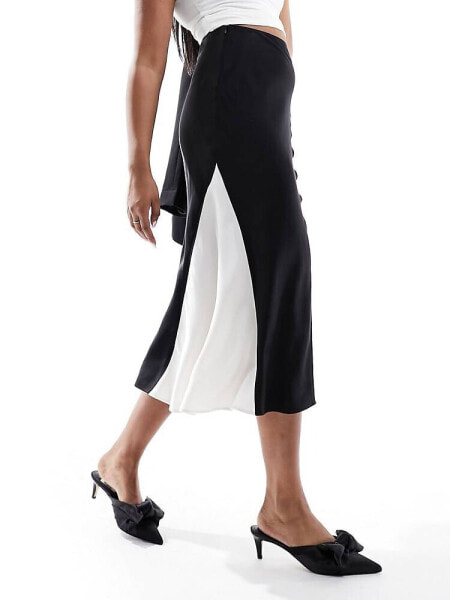 & Other Stories bias cut midi skirt in mono colour block