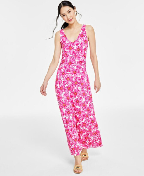 Women's Floral-Print Sleeveless V-Neck Maxi Dress, Created for Macy's