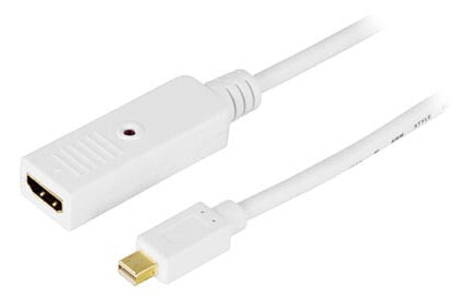 Deltaco DP-HDMI100 - 1 m - Mini DisplayPort - HDMI Type A (Standard) - Male - Female - White