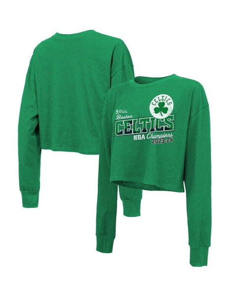 Threads Women's Kelly Green Boston Celtics 2024 NBA Finals Champions Cropped Long Sleeve T-Shirt