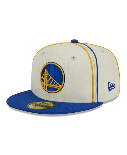 Men's Cream, Royal Golden State Warriors Piping 2-Tone 59FIFTY Fitted Hat