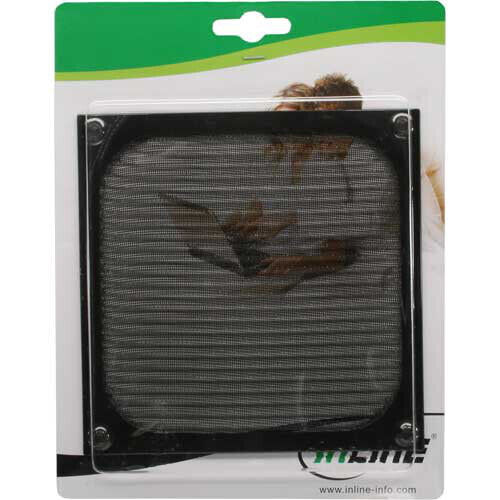 InLine Fan grid aluminum filter - black - 140x140mm