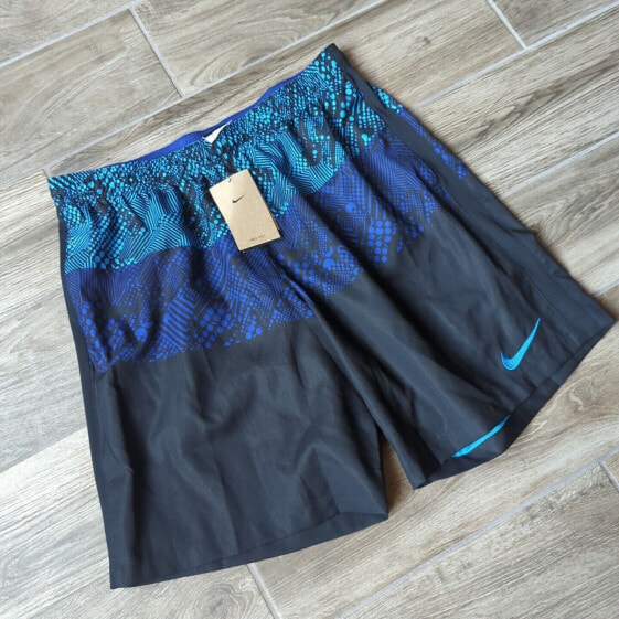 Nike Training Shorts Unlined Drawstring Running Blue Pattern Design Size XL