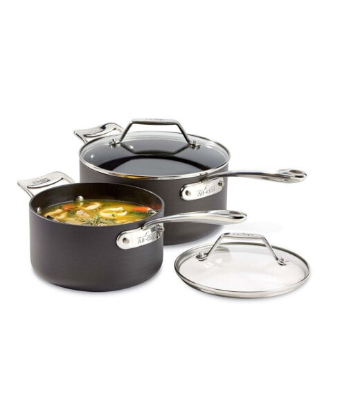 Essentials Hard Anodized Nonstick Cookware Set, 2-piece Sauce Pan Set with lids