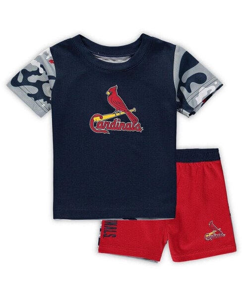 Newborn and Infant Boys and Girls Navy, Red St. Louis Cardinals Pinch Hitter T-shirt and Shorts Set