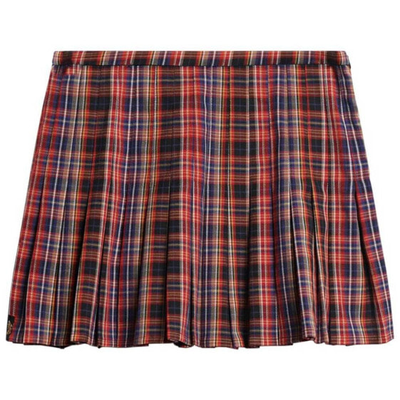 SUPERDRY Mid Rise Check Mini Skirt