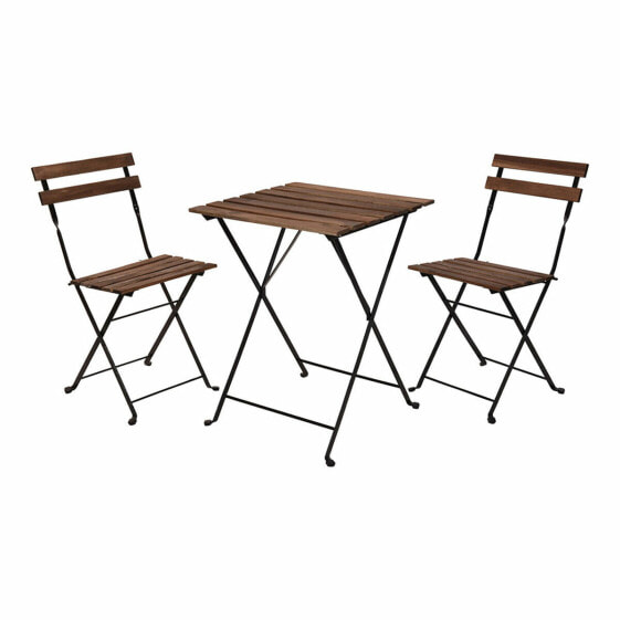 Table set with 2 chairs IPAE Progarden Foldable Acacia Black Natural (3 Pieces)