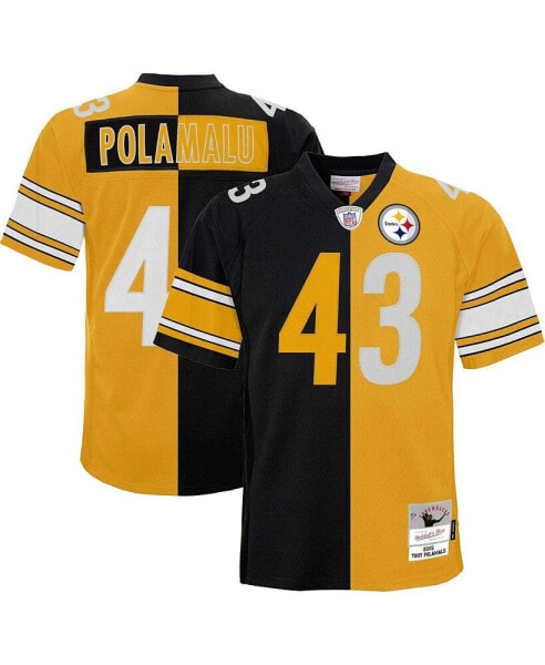 Футболка для малышей Mitchell&Ness Troy Polamalu черно-золотого цвета Pittsburgh Steelers Split Legacy