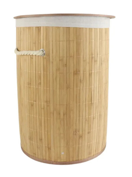 Wäschekorb mit Deckel Rund Bambus 48