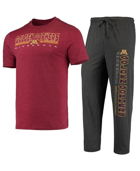Пижама Concepts Sport мужская бельевая унисекс Пижама и брюки Minnesota Golden Gophers Meter черно-бордовые