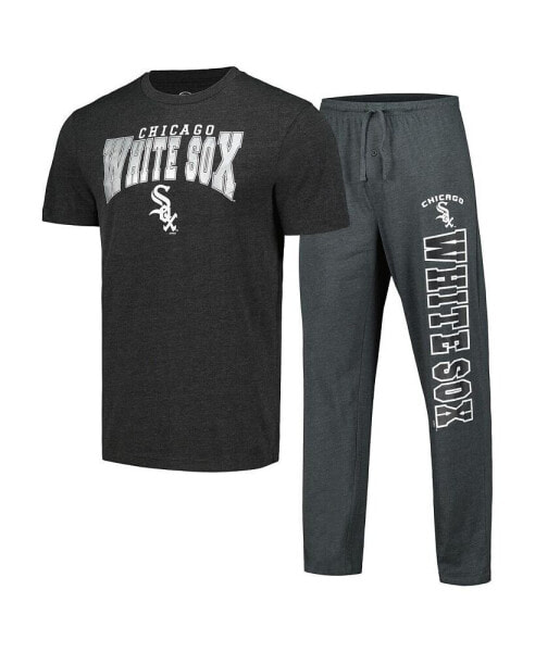 Men's Charcoal, Black Chicago White Sox Meter T-shirt and Pants Sleep Set