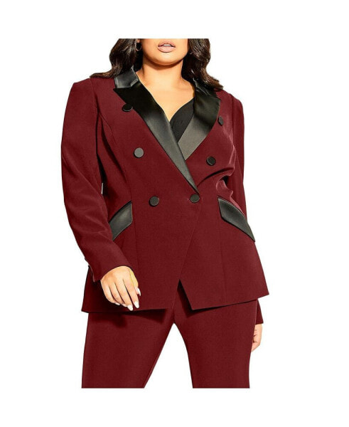 Plus Size Tuxe Luxe Padded Shoulder Jacket