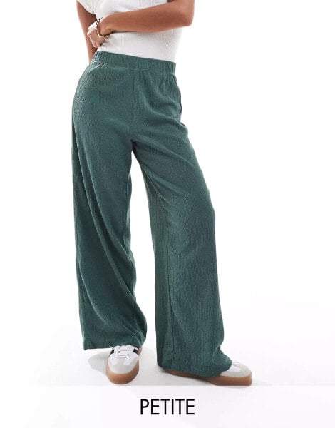 Vero Moda Petite jersey crepe wide leg trousers in green