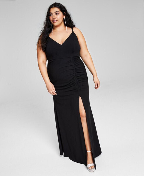 Trendy Plus Size Side-Shirred Gown