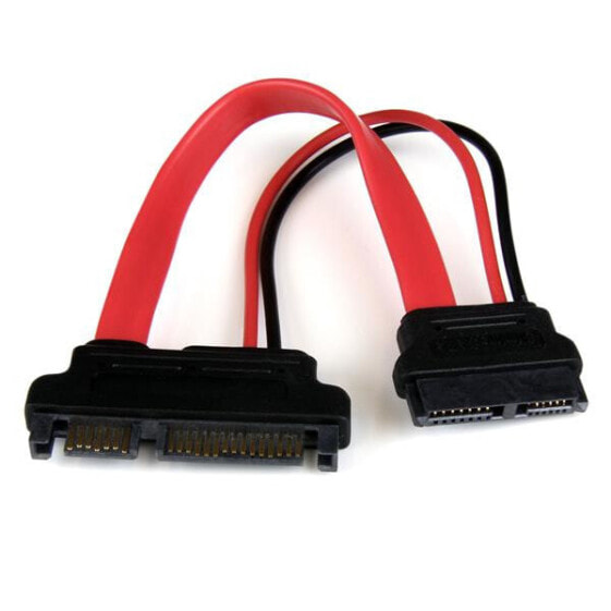 6in Slimline SATA to SATA Adapter with Power - F/M - 0.1524 m - SATA III - Slimline SATA 13 pin - SATA 7+15 pin - Male/Female - Red