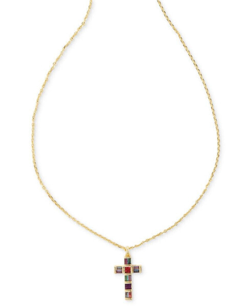 Gracie Crystal Cross Pendant Necklace, 19"