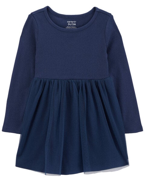 Toddler Tulle Long-Sleeve Jersey Dress 2T