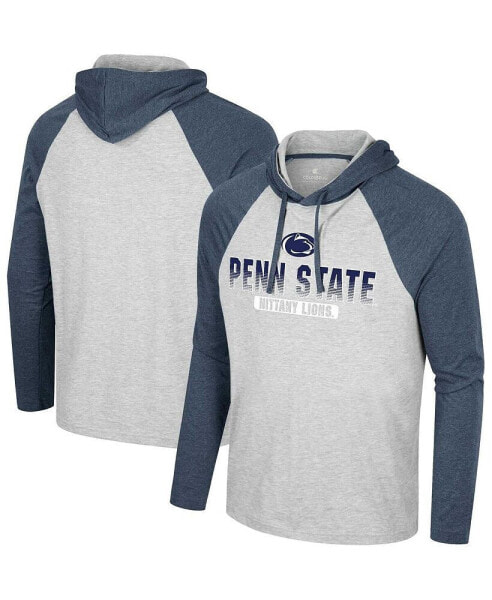 Men's Heather Gray Penn State Nittany Lions Hasta La Vista Raglan Hoodie Long Sleeve T-shirt