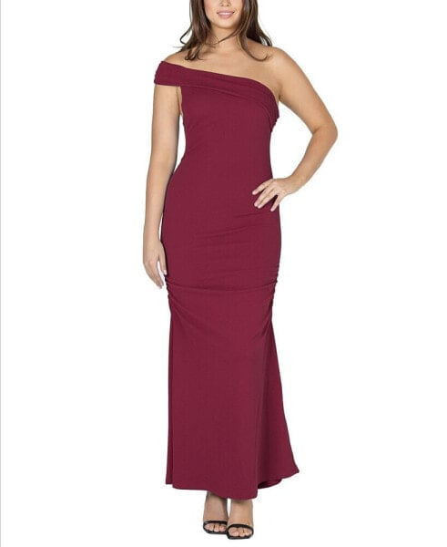 Women's Party One Shoulder Rouched Maxi Dress