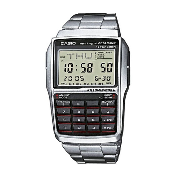 Мужские часы Casio DATABANK CALCULATOR STEEL Чёрный Серебристый