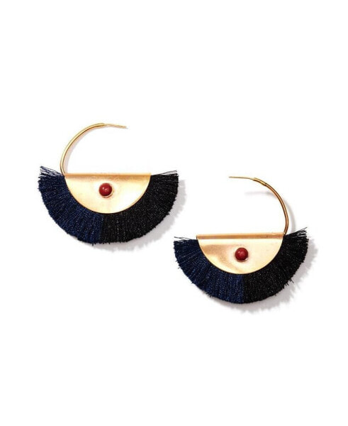 Crescent Silk Fringe Earrings