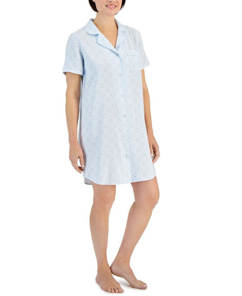 Women's Short-Sleeve Matte Satin Sleepshirt, Created for Macy's