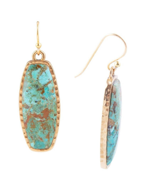 Odyssey Genuine Turquoise Long Rectangle Statement Earrings