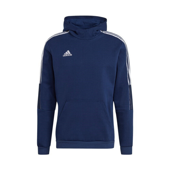 Мужское худи с капюшоном спортивное синее с логотипом Adidas Tiro 21