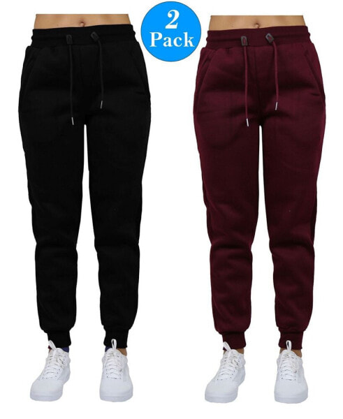 Women's Slim Fit Heavy Weight Fleece Lined Joggers - 2 Pack