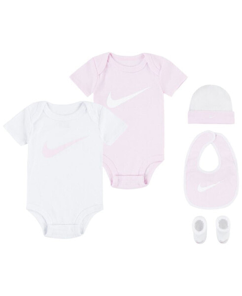 Baby Boys or Girls Neutral Swoosh Bodysuit Gift Box Set, 5-Piece