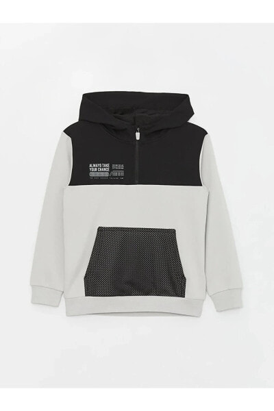 LCW Kids Baskılı Uzun Kollu Erkek Çocuk Hoodie