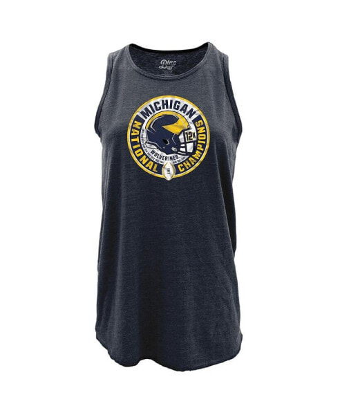 Women's Navy Michigan Wolverines College Football Playoff 2023 National Champions Slow Decent Racer Back Tri-Blend Tank Top