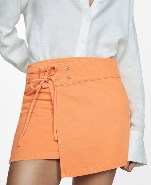 Women's Crossed Denim Mini-Skirt