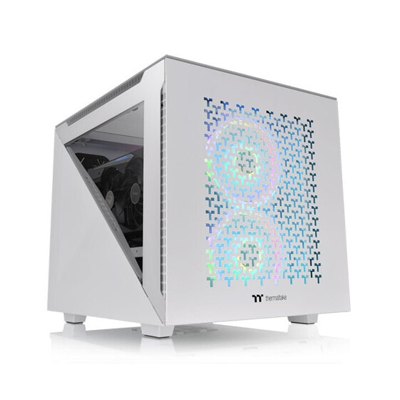 Thermaltake Divider 200 TG Air Snow Micro - Micro Tower - PC - White - SPCC - Tempered glass - Gaming - Blue - Green - Red