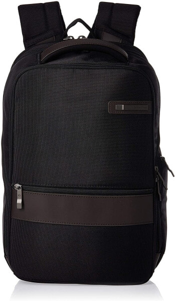 Мужской городской рюкзак черный с карманом Samsonite Kombi Business Backpack, Black/Brown, 17.5 x 12 x 7-Inch